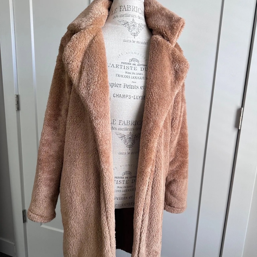 Women's Tan Faux Fur teddy Coat